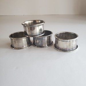 Leonard Silverplated Napkin Rings Vintage Set of 4  Made in Hong Kong